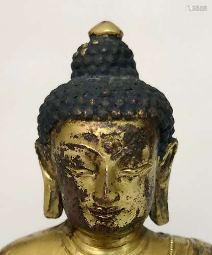 CHINESE GILT BRONZE BUDDHA