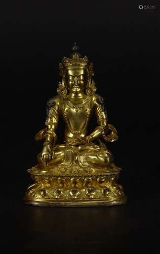 CHINESE GILT BRONZE BUDDHA