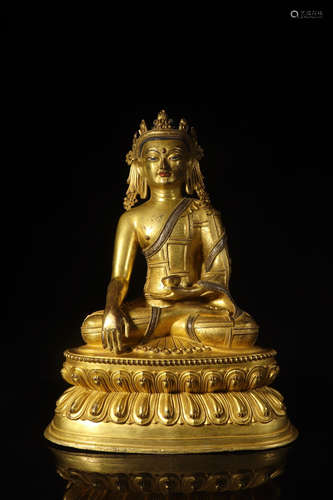 CHINESE GILT BRONZE BUDDHA