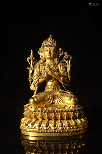 CHINESE GILT BRONZE BUDDHA