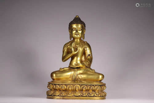 CHINESE GILT BRONZE BUDDHA