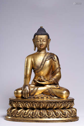 CHINESE GILT BRONZE BUDDHA