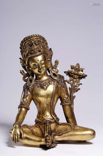 CHINESE GILT BRONZE BUDDHA