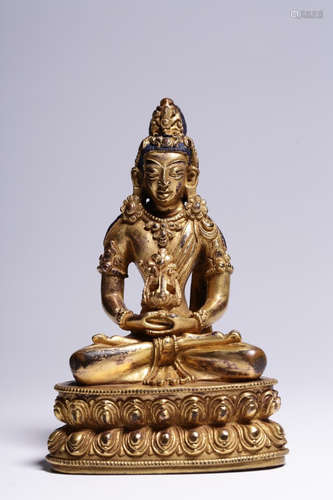 CHINESE GILT BRONZE BUDDHA