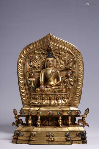 CHINESE GILT BRONZE BUDDHA