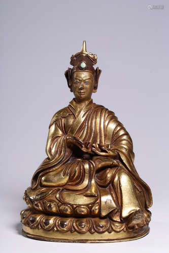 CHINESE GILT BRONZE BUDDHA