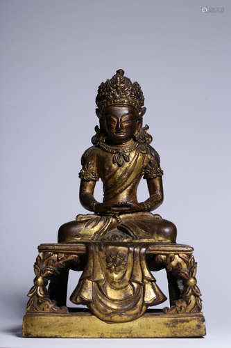 CHINESE GILT BRONZE BUDDHA