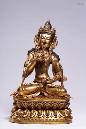 CHINESE GILT BRONZE BUDDHA