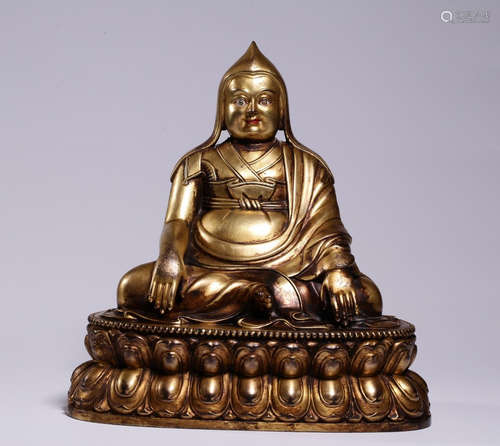 CHINESE GILT BRONZE BUDDHA