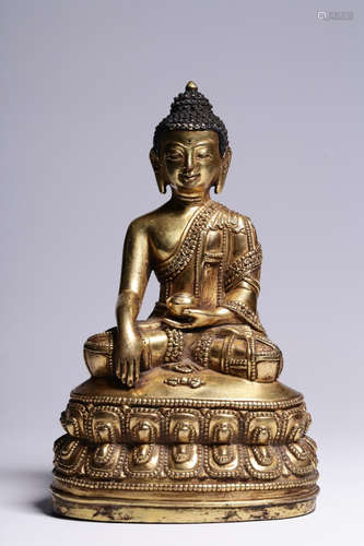 CHINESE GILT BRONZE BUDDHA