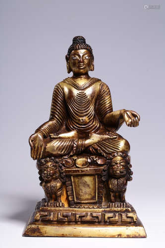 CHINESE GILT BRONZE BUDDHA