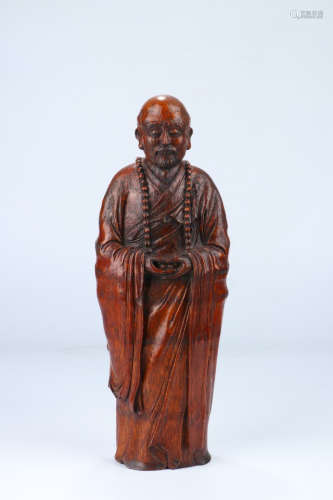 竹雕 老僧人物摆件A Chinese Carved Bamboo Clergy Ornament