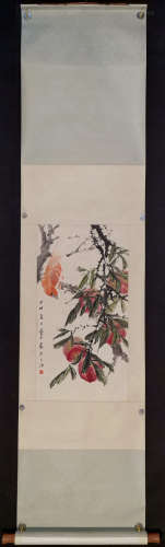 乔木 花鸟 立轴A Chinese Flower&birds Painting Scroll, Qiao Mu Mark
