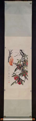 乔木 花鸟 立轴A Chinese Flower&birds Painting Scroll, Qiao Mu Mark