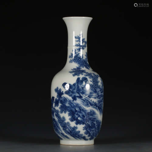 私藏  “王步”青花花鸟赏瓶A Chinese Blue and White Flower&Bird Pattern Porcelain Vase