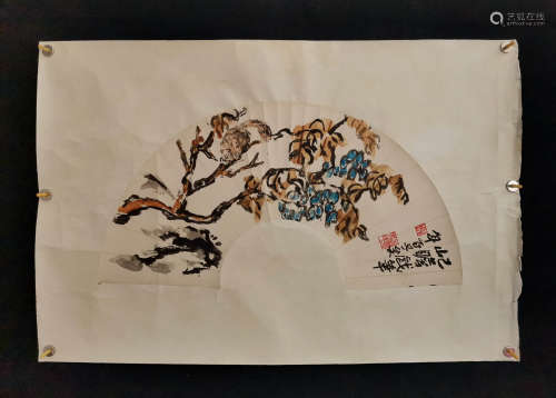 朱屺瞻  动物画镜芯A Chinese Animal Painting , Zhu Qizhan Mark