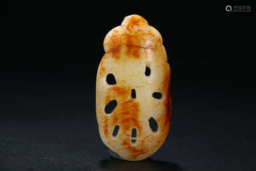 和田玉路路通挂佩A Chinese Carved Hetian Jade Pendant