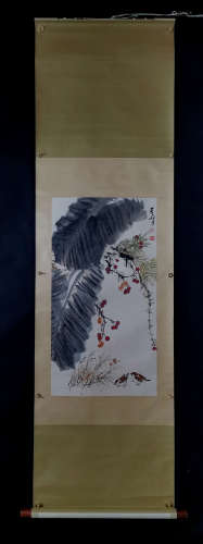 孙其峰 花鸟图 立轴A Chinese Flower&bird Painting Scroll, Sun Qifeng Mark