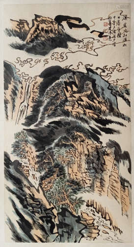 陆俨少 山水镜芯A Chinese Landscape Painting , Lu Yanshao Mark