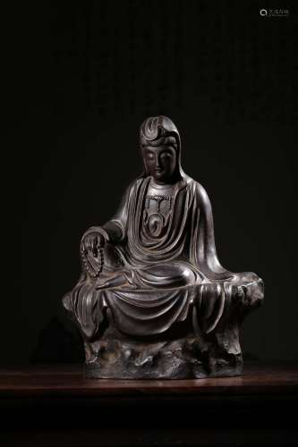 A Chinese Copper Guanyin Statue