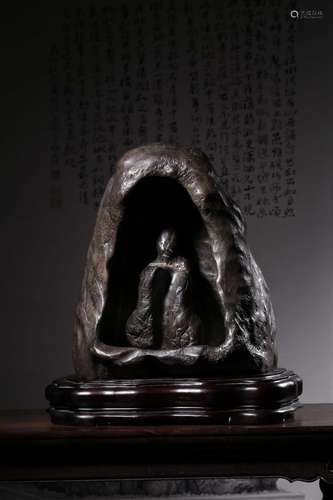 A Chinese Carved Lingbi Stone Buddha Statue