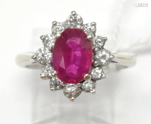 Natural Ruby Fine Diamond 18k White Gold …