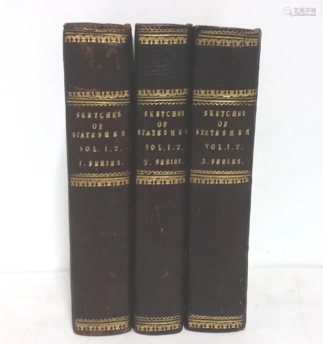 Antique Leather 1845 3 Vols Sketches of S…