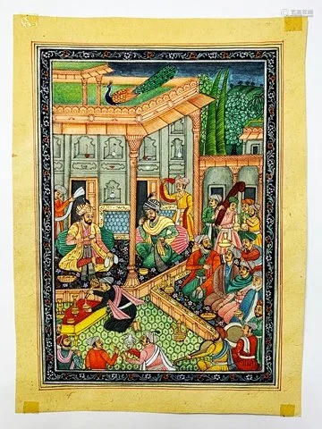 Antique Mughal Empire Bacchanal Scene