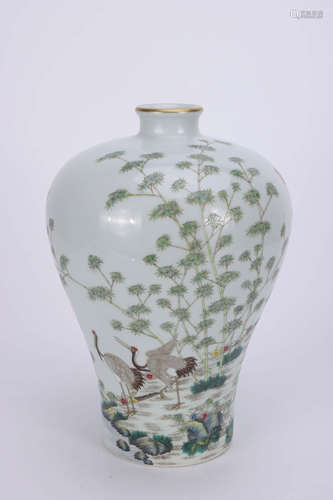 A Chinese Famille Rose Inscribed Porcelain Vase