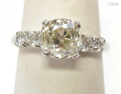 Platinum Art Deco Engagement Ring w/ 1.8…