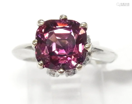 Heavy Platinum 4.81 Carat Rhodolite Garnet Di…