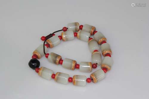 A Chinese Hetian Jade Prayer beads