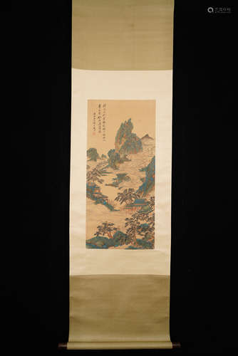 A Chinese Landscape Painting Silk Scroll, Dai Xi Mark