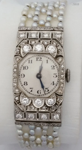 Platinum Diamond Art Deco Ladies Watch Se…