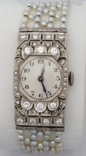 Platinum Diamond Art Deco Ladies Watch Se…