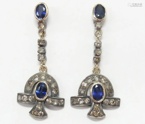 Antique 18k & Silver Mounted Sapphire & Diam…