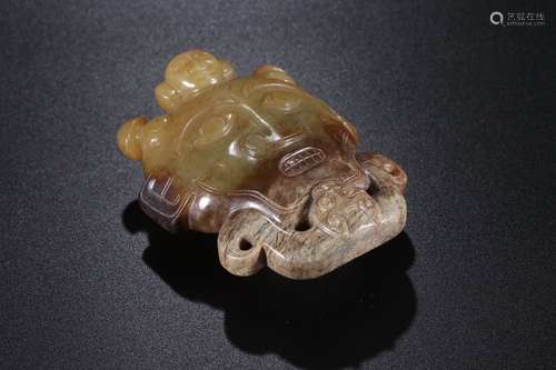 A Chinese Carved Hetian Jade Belt Hook