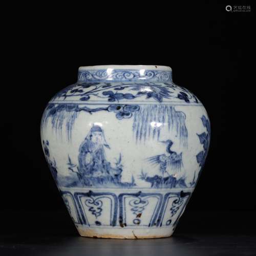 A Chinese Blue and White Floral  Twine Pattern Porcelain Jar