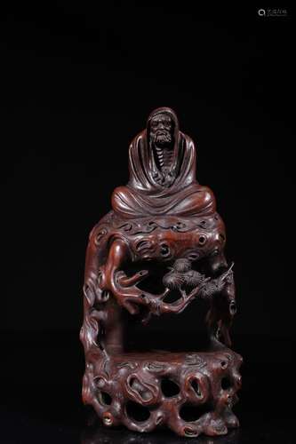 A Chinese Carved Bamboo Bodhidharma Ornament