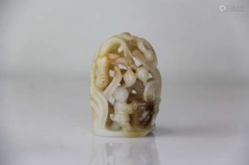 A Chinese Piercing Hetian Jade Rockery Ornament