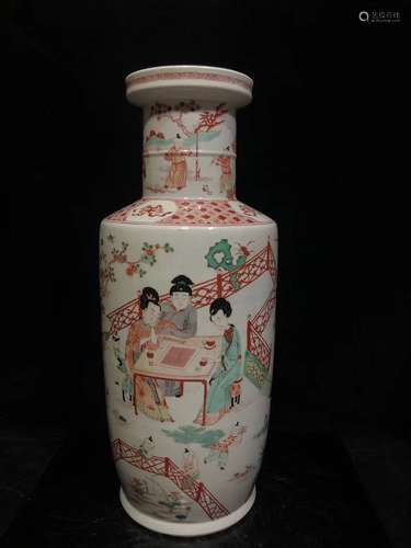 A Chinese Multi Colored Figure Painted Pattern Vase