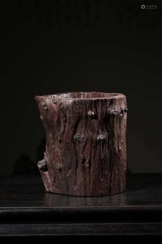 A Chinese Longan wood Brush Pot