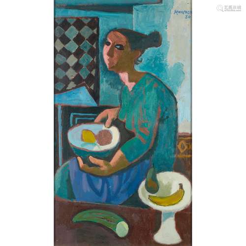 § ALBERTO MORROCCO R.S.A., R.S.W., R.P., R.G.I., L.L.D (SCOTTISH 1917-1999) THE KITCHEN MAID