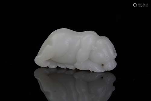 A Chinese Carved Hetian Jade Beast Ornament