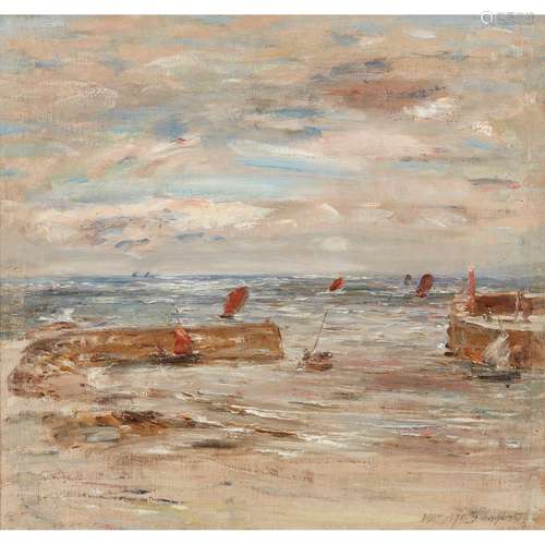 WILLIAM MCTAGGART R.S.A., R.S.W (SCOTTISH 1835-1910) THE FLEET LEAVING PORT SETON HARBOUR