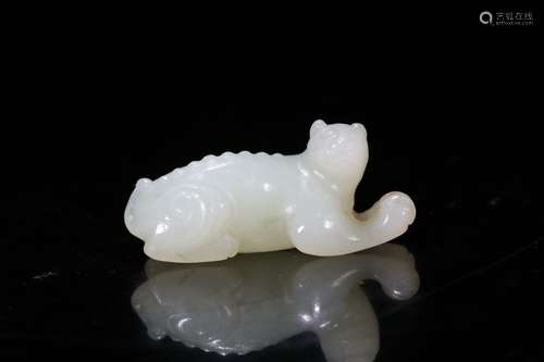 A Chinese Carved Hetian Jade weasel Ornament