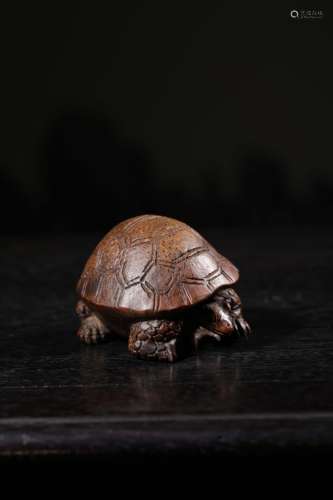 A Chinese Carved Bamboo Turtle Paper Weight