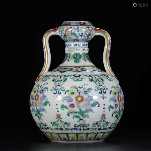 A Chinese Doucai Gild Floral Porcelain Zun