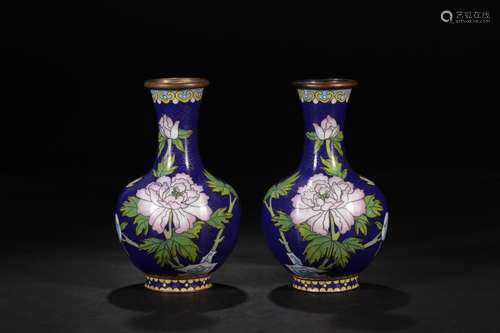 A Pair of Chinese Cloisonne Vase