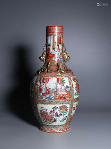 a Chinese Multi Colored Figure Painted Pattern Vase